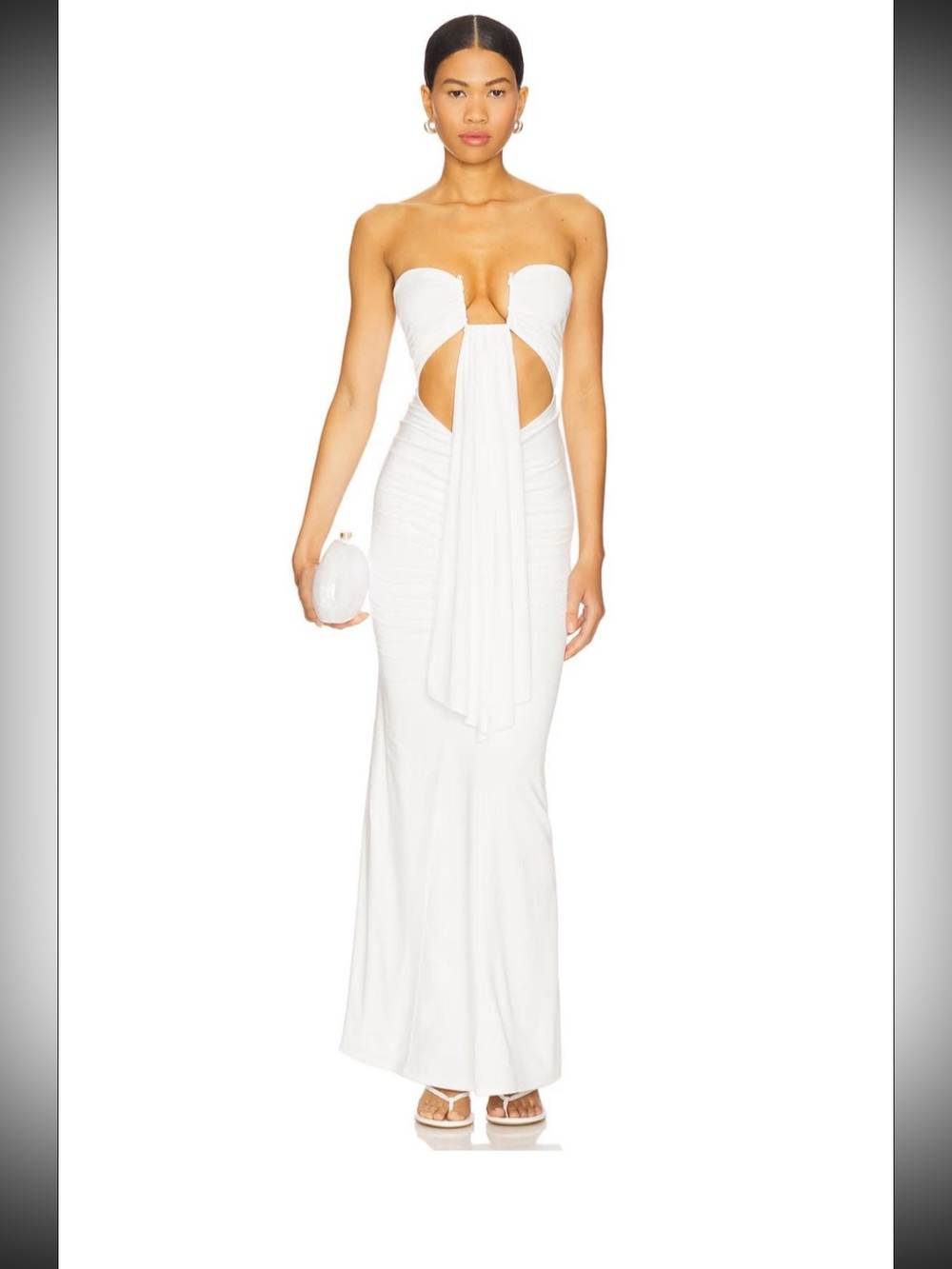 Strapless White Cutout Maxi Dress